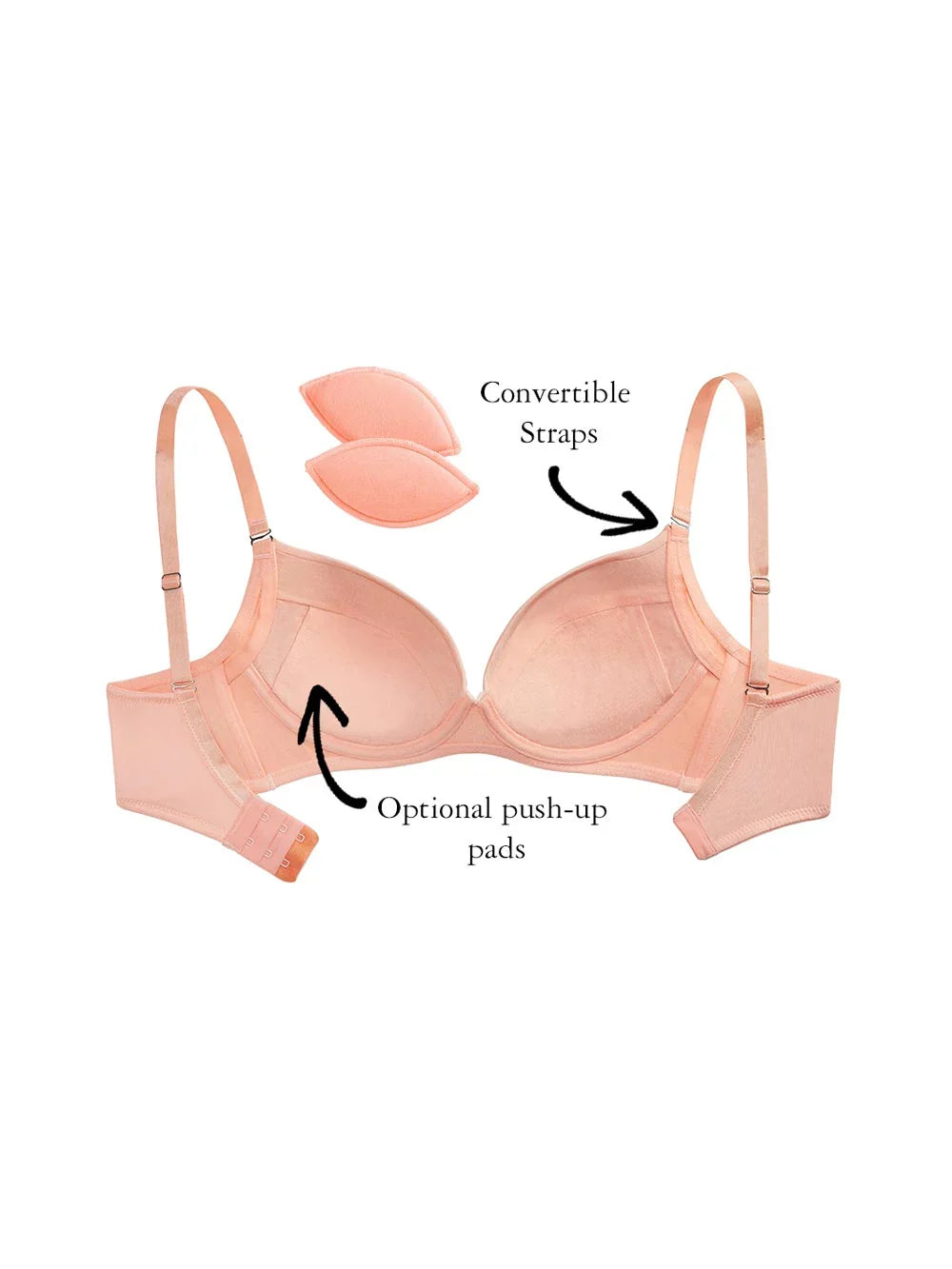 Kaitlyn Demi-Cup Bra, Petites, Push-Up, Removable Padding, Smooth Cup