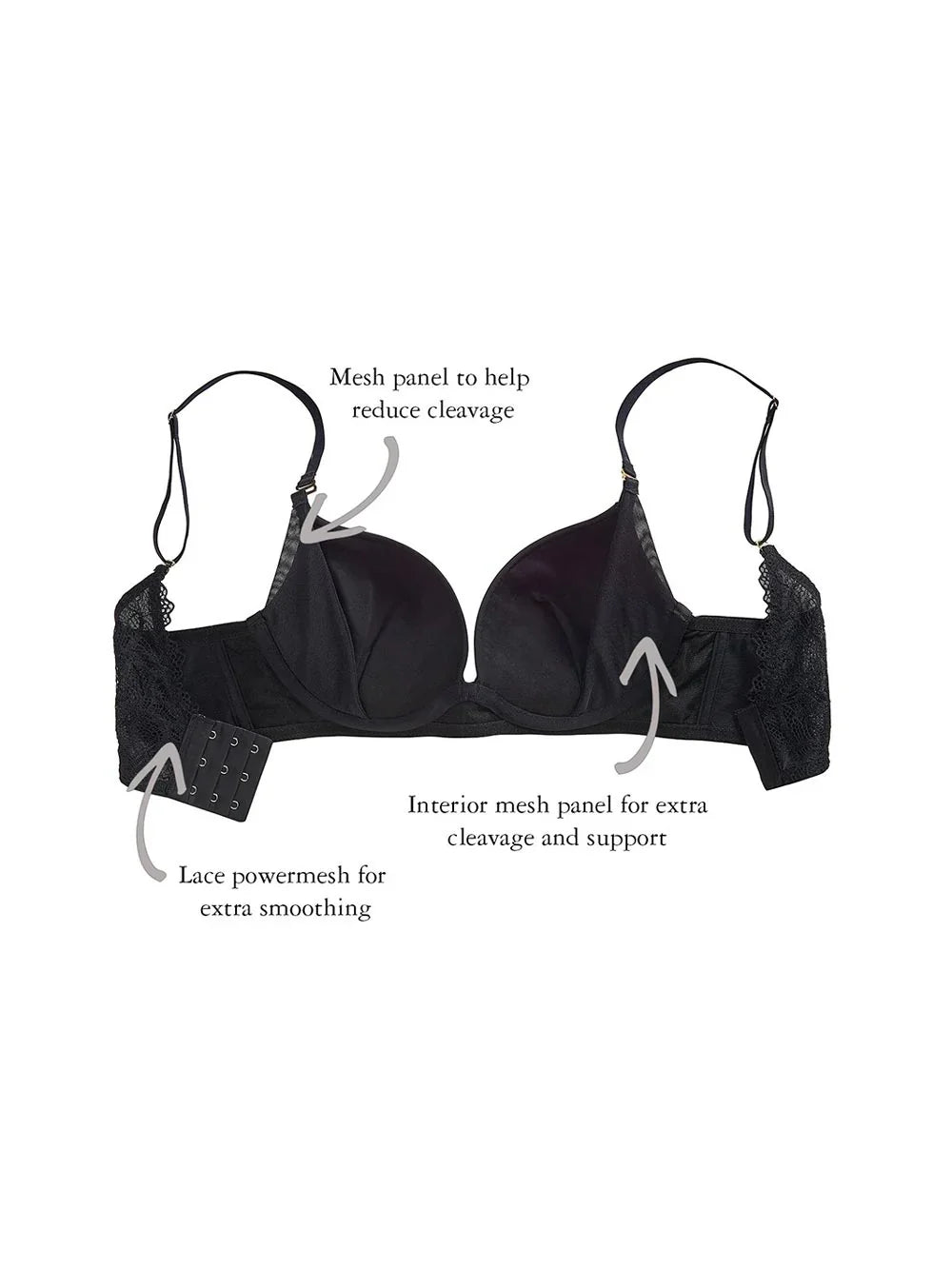 Heather Contoured, Petite, Push-Up Bra, Lace Back Detail, Smooth Cup