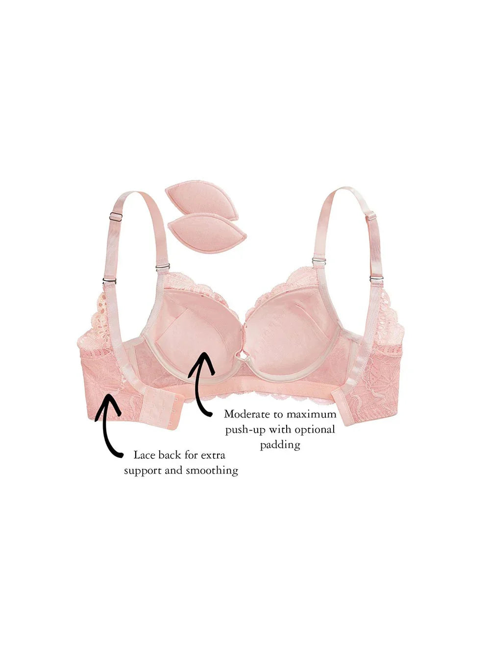 Rell Push-Up Bra, Petites, Extra Wide Band, Removable Push-Up Pads
