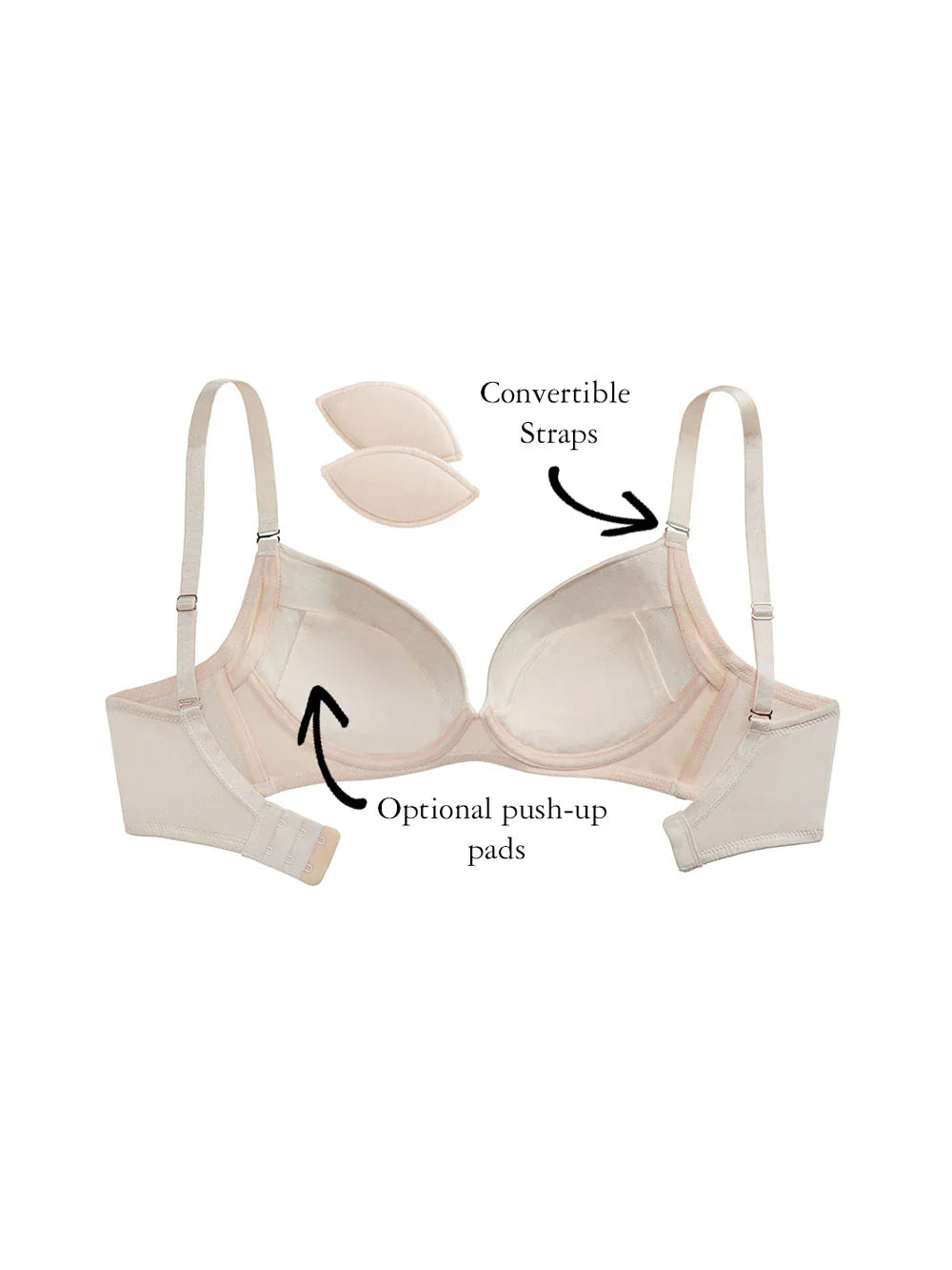 Kaitlyn Demi-Cup Bra, Petites, Push-Up, Removable Padding, Smooth Cup