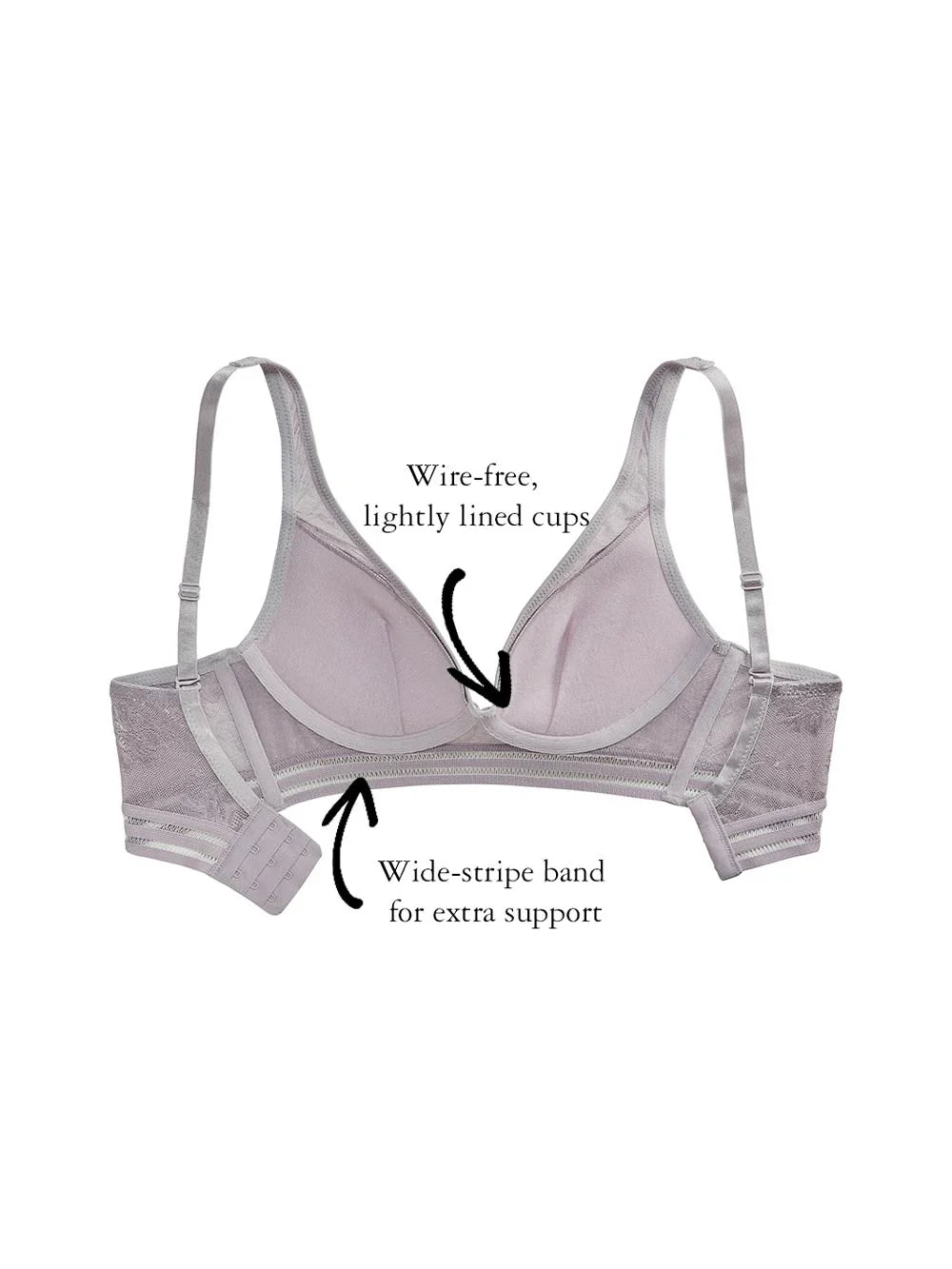 Vanessa Wire-Free Bra, Petites, Light Push-Up, Wide Band, Bralette