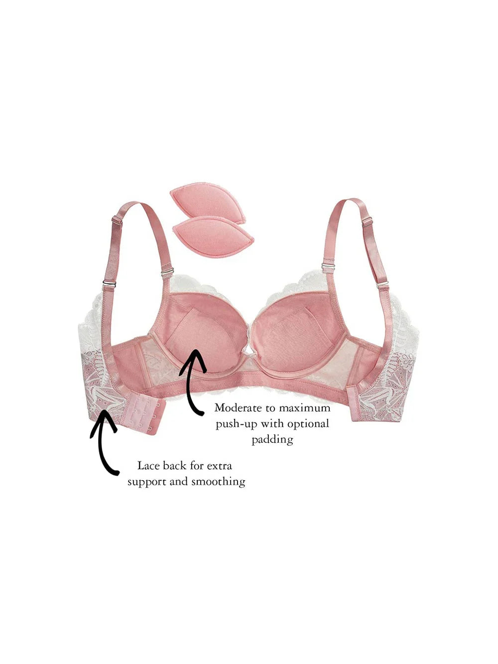 Rell Push-Up Bra, Petites, Extra Wide Band, Removable Push-Up Pads