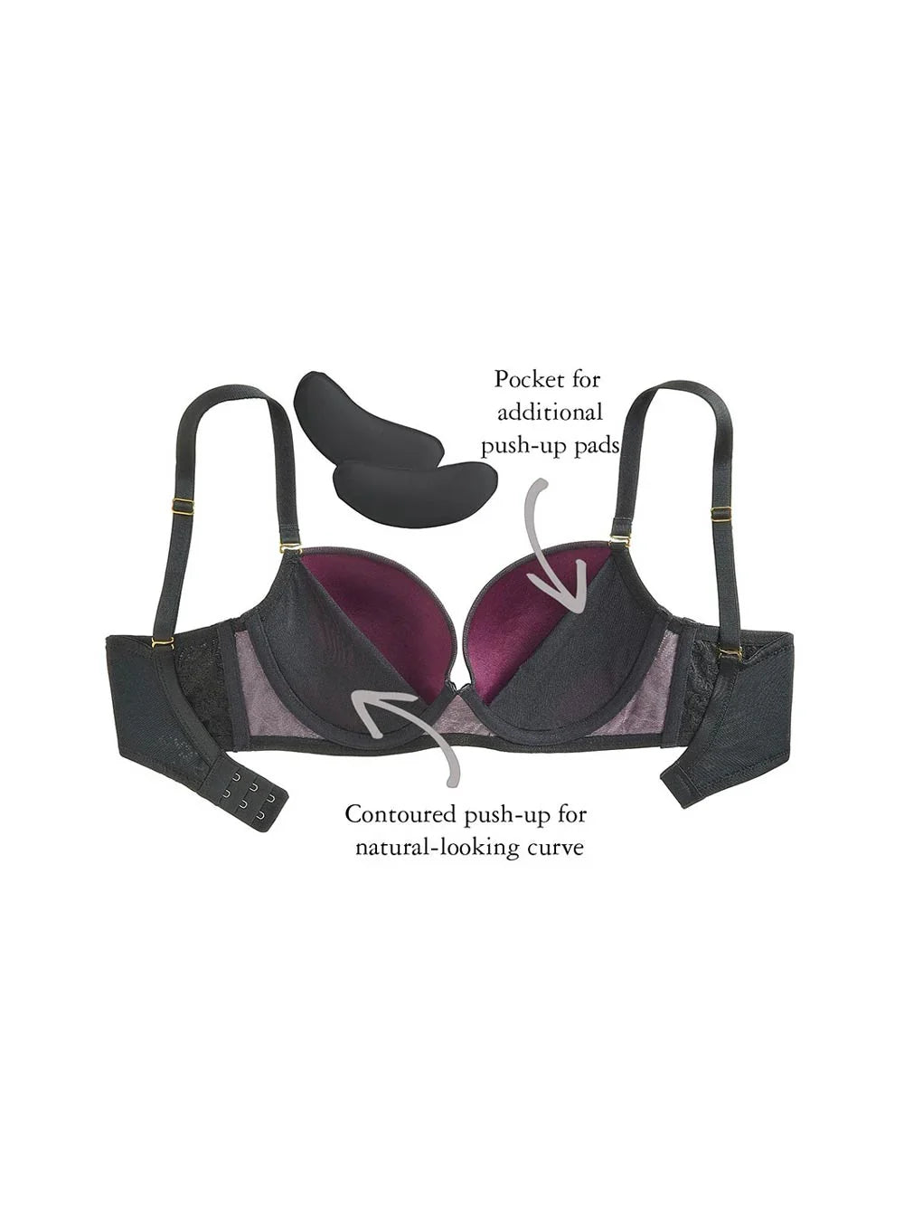 Jeanne Bra, Petite, Demi-cup, Push-up, Removable padding, Smooth Cup